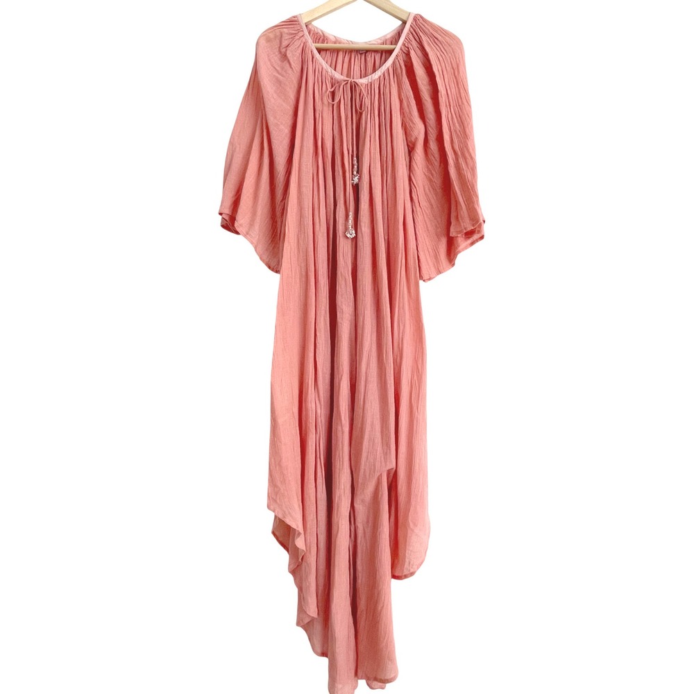 Calypso St Barth Coral Pink Cotton Gauze Boho Maxi Dress  Will Fit One Size 0 XS - Picture 3 of 6